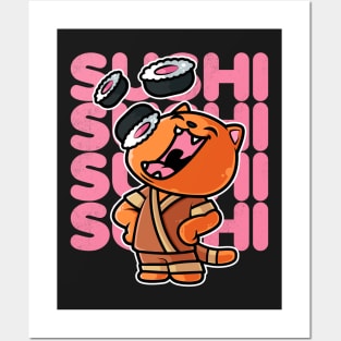 Cat Sushi Nigiri Kawaii Neko Anime Japanese product Posters and Art